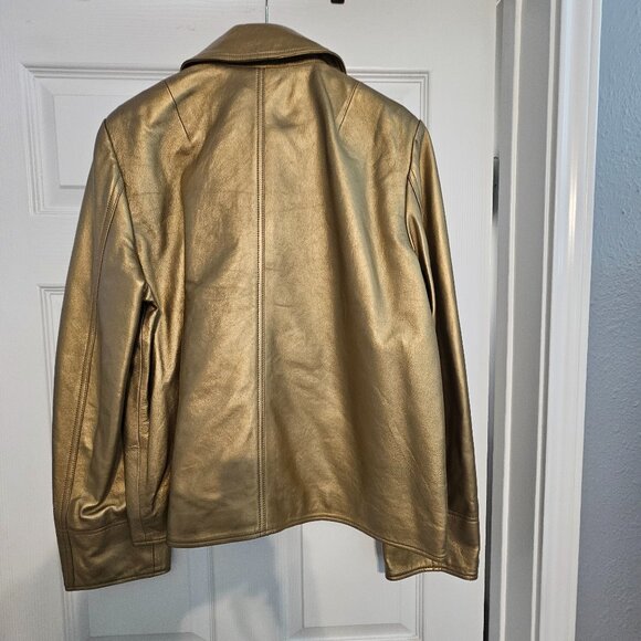 NWT Lauren Ralph Lauren Women's Metallic Leather Peacoat Size 16 - Picture 6 of 14